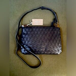 Madewell black woven leather crossbody purse NWT
